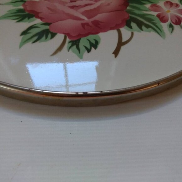 Vintage Cake Plate Platter Round Floral Porcelain Ceramic Tray with Handles - Picture 5 of 11